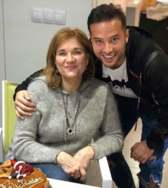 Mar Garcia Tuero celebrating her birthday with her son Sergio Garcia.